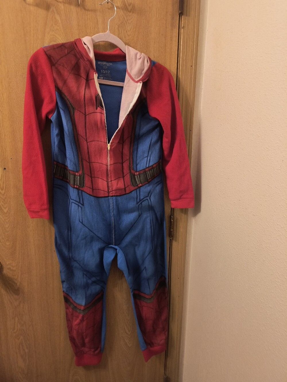 Boys Marvel Spider-Man Far From Home Hooded Fleece Sleeper Suit Size 10/12